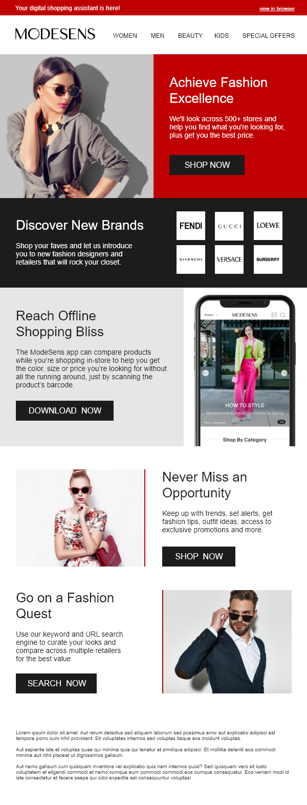 Modesens email design the design layer