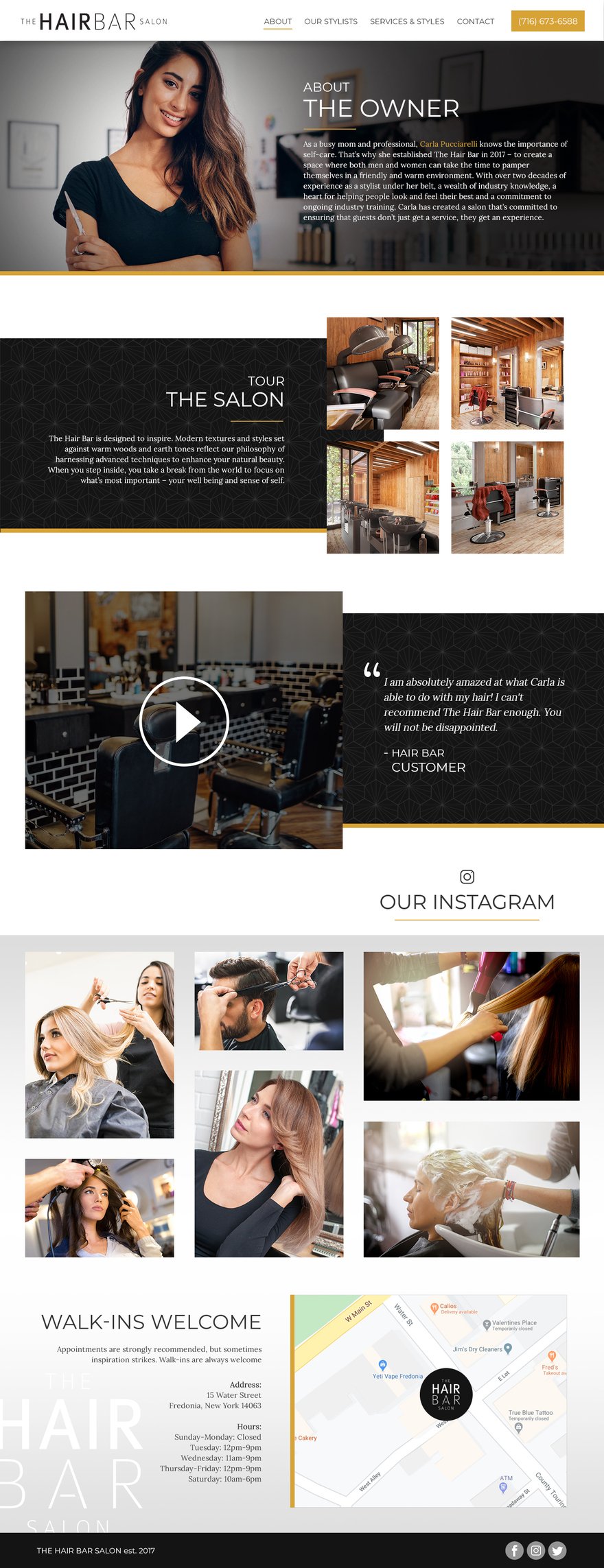 The hair bar salon site design the design layer