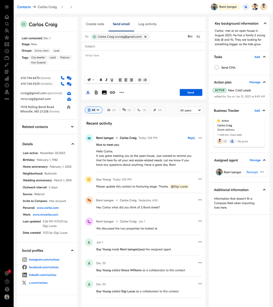 Compass Crm System Compass CRM Activity Feed - Amanda